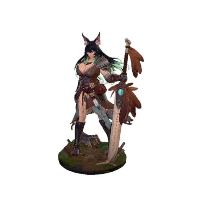 Modello 3D Moonlit Lupine Warrior - Manes, generato dall’IA