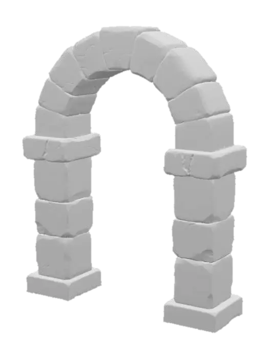 3D model for The wall arch of a room in a dungeon.