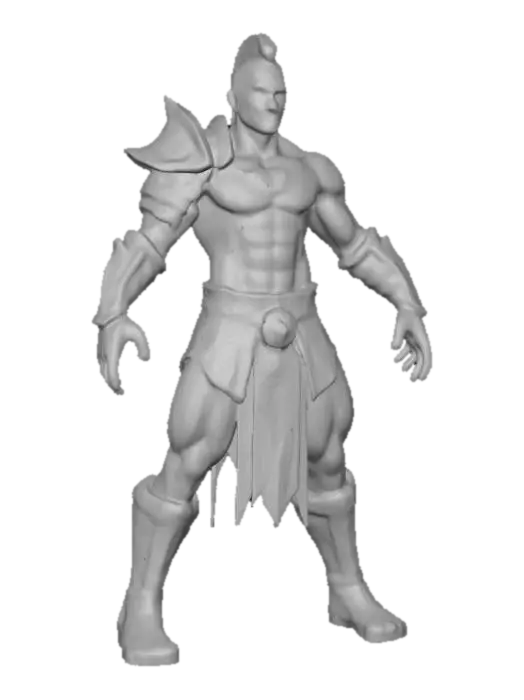 3D model for x-position, heroic warrior, warcry motion picture, dirty and handsome dark fellow.
