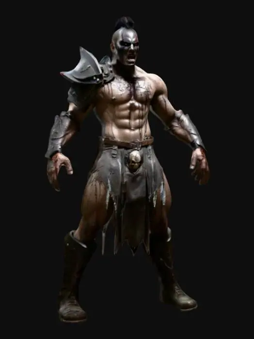 3D model for x-position, heroic warrior, warcry motion picture, dirty and handsome dark fellow.