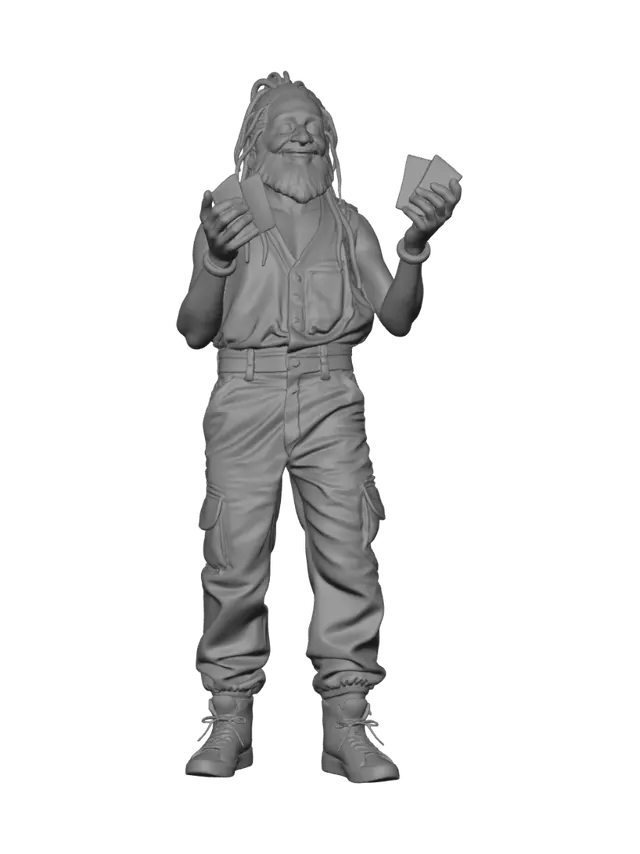 3D model for Hacker, a skinny adult, with braided hair, full beard, freckles, wearing immaculate work overalls, holding gold bars, positioned in the foreground, in the center, at eye level, showing expressions of joy, blank stare and a massive infestation of charmeleons in mid-air flight, positioned in the foreground, in the center, at eye level, Huge and a massive feral elephant with sleek fur, positioned in the background, in the center, at eye level and a pristine 1980s school bus, positioned in the foreground, in the center, at eye level and a sea of people crowd in festival dress, positioned in the foreground, in the center, at eye level, hobos and junkies and a packed crowd in business attire, positioned in the foreground, in the center, at eye level