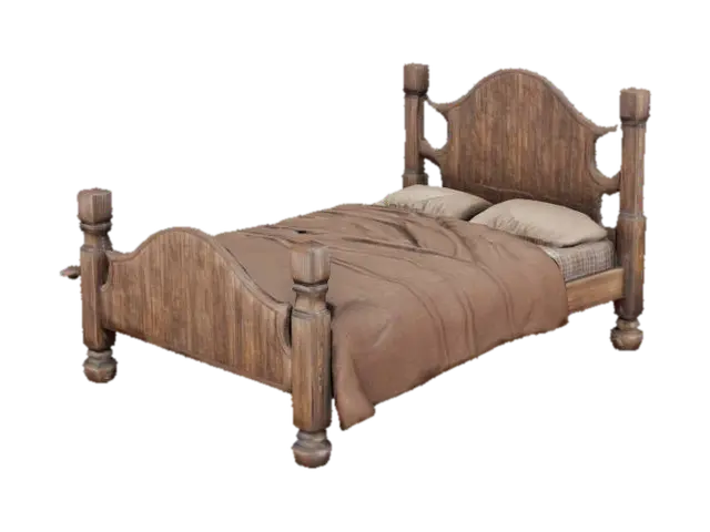 Rustic Wooden Bed - Sleep 3D model, vytvořený pomocí AI