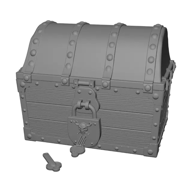 3D model for Antique Treasure Chest with Padlock