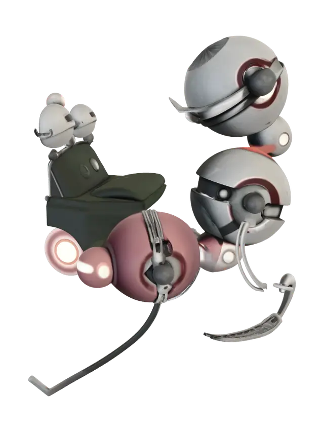Parade of Spherical Robots - Curve 3D model, vytvořený pomocí AI