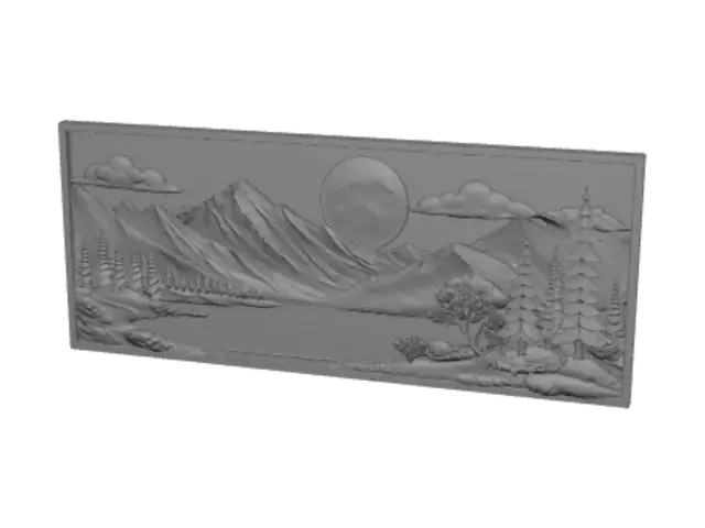 3D model for Moonrise Over the Alpine Lake