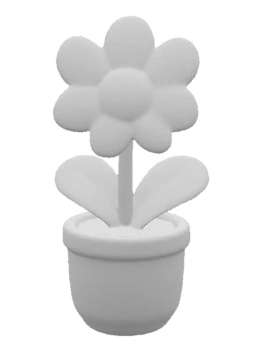 3D model for potted flowers in minimalist webtoon style, highly detailed with high saturation.