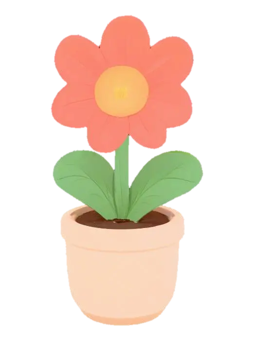 3D model for potted flowers in minimalist webtoon style, highly detailed with high saturation.