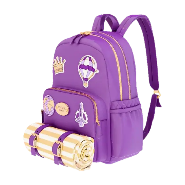 3D model for purple girly grown up traveling book bag