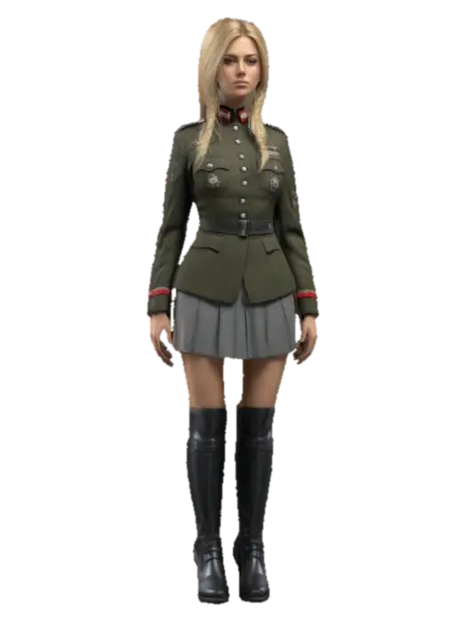 Photorealistic, adult gorgeous woman with a highly detailed, realistic face and full… - German 3D model, vytvořený pomocí AI