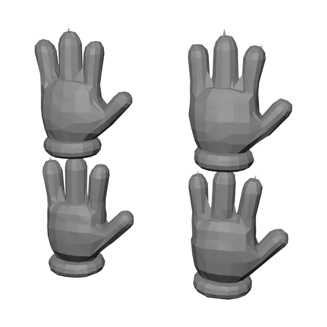 3D model for Hand Mesh Front and Back Views
