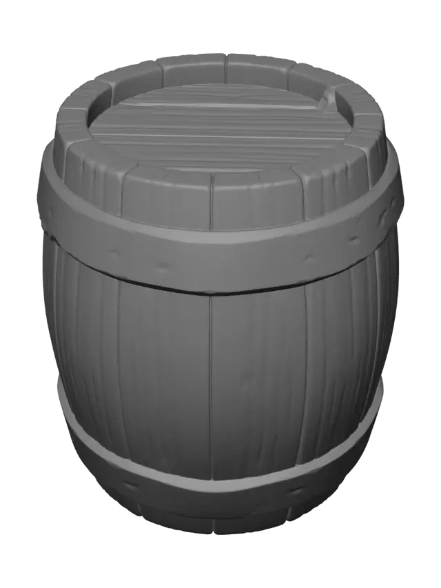 3D model for Cartoon Oak Barrel