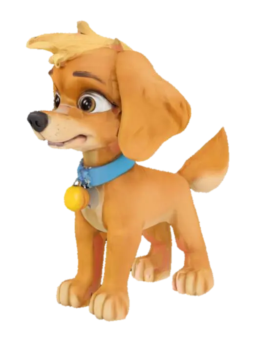 a ginger-coloured, #ocean#, cocker spaniel dog cartoon character with a tuft of… 3D model, vytvořený pomocí AI