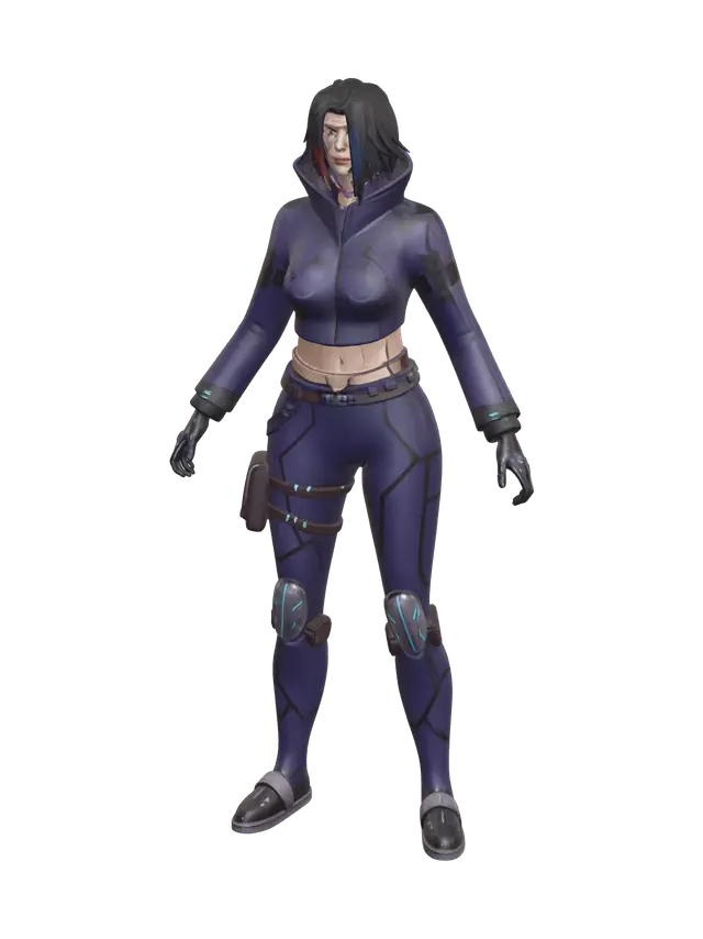 Weathered Full Body Female - Aging 3D model, vytvořený pomocí AI
