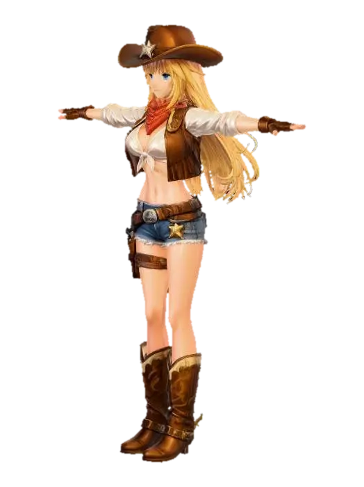 Cow Girl 3D model, vytvořený pomocí AI