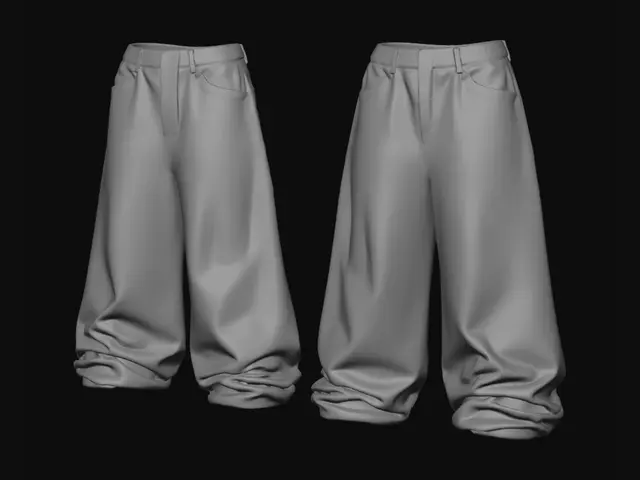 3D model for Wide-leg denim jeans