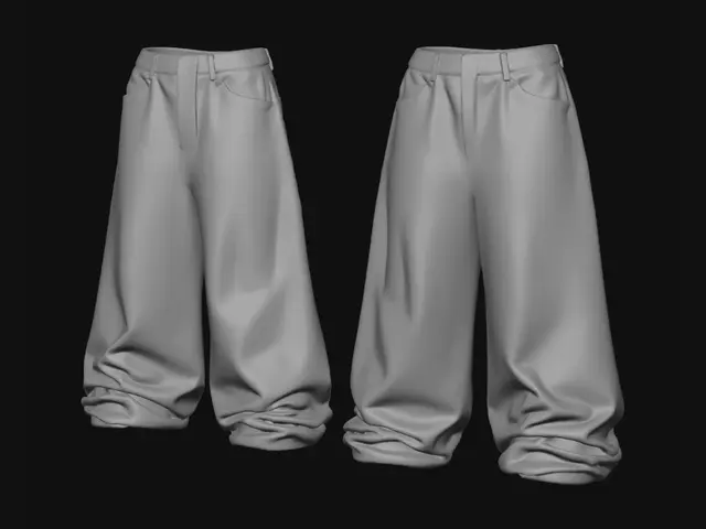 3D model for Wide-leg denim jeans