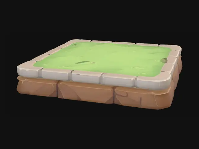 3D model for Grass Tile with Stone Border