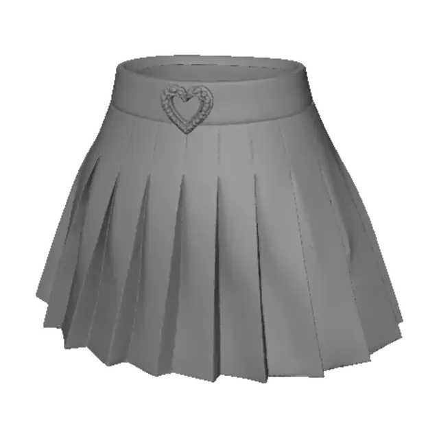 3D model for Pink Pleated Skirt with Heart-Shaped Rhinestone Buckle