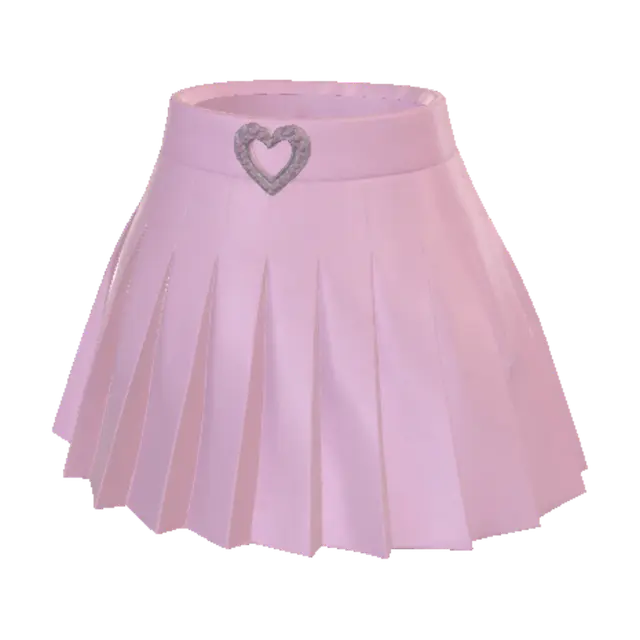 3D model for Pink Pleated Skirt with Heart-Shaped Rhinestone Buckle