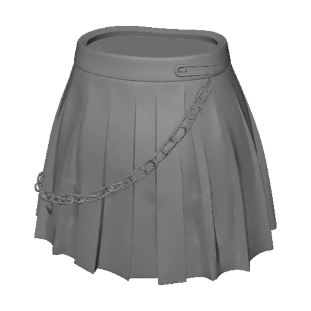 3D model for Plaid Pleated Skirt with Heart Chain