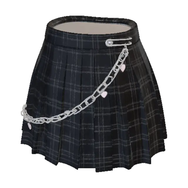 3D model for Plaid Pleated Skirt with Heart Chain