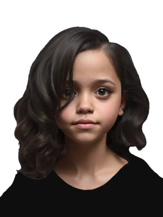 jena ortega head portrait, ultra realiste - Celebrity 3D model, vytvořený pomocí AI