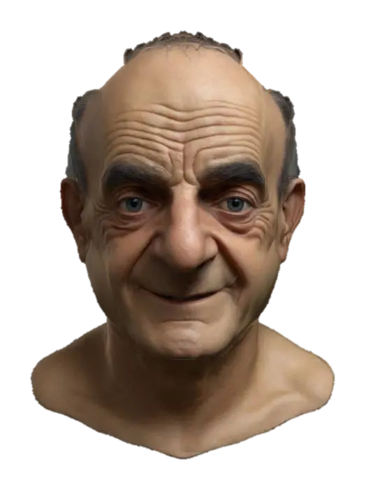 Louis de Funès head portrait, ultra realiste - Actor 3D model, vytvořený pomocí AI