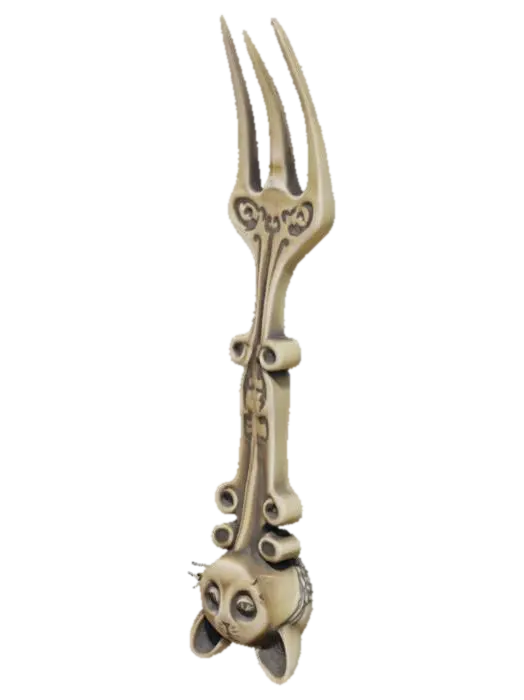 Cat Fork 3D model, vytvořený pomocí AI