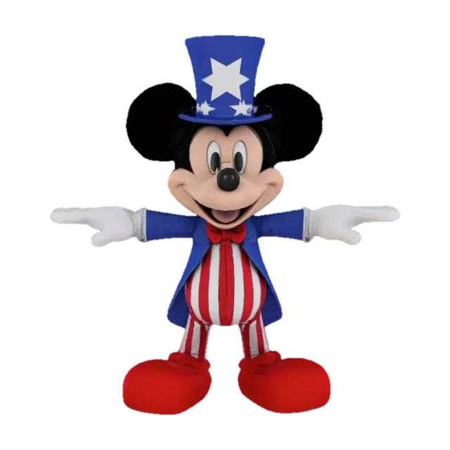 Modello 3D Mickey Mouse dressed as Uncle Sam. Colourful cartoon style. game ready T-P0se Optimised…, generato dall’IA