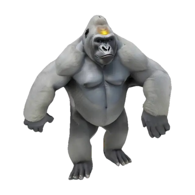 Humanoid Large Silverback Gorilla that works with Unity game engine. 3D model, vytvořený pomocí AI