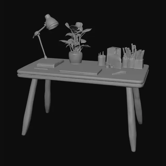 3D model for 一張辦公室的工作檯，動森風設計
