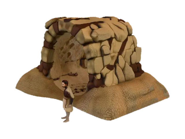 Create the first scene terrain from Pilgrim's Progress with background music,… 3D model, vytvořený pomocí AI