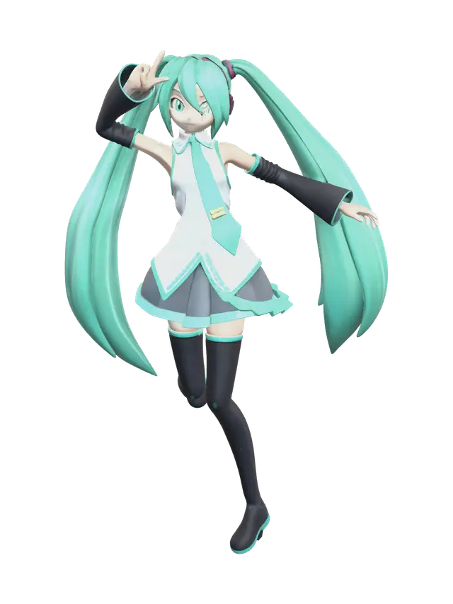 Low-Poly Hatsune Miku - Bluehair 3D model, vytvořený pomocí AI