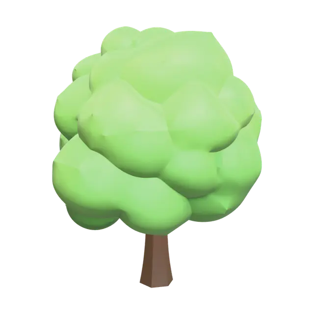 Weathered Cartoon Tree 3D model, vytvořený pomocí AI