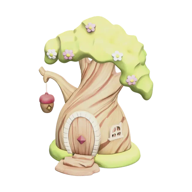 Cartoon Tree 3D model, vytvořený pomocí AI