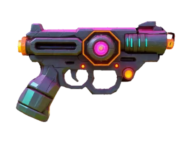 #ChronoForgeWeapon#, masterpiece, lowpoly, glowing magic laser automatic pistol… - Legendary 3D model, vytvořený pomocí AI