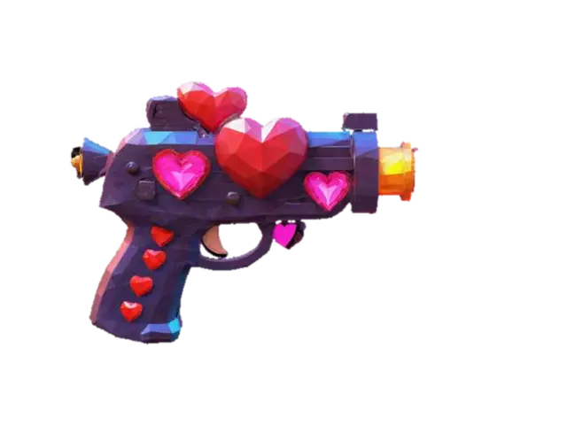 #valentine#, , masterpiece, lowpoly, glowing magic laser love pistol chibi style… - Item 3D model, vytvořený pomocí AI