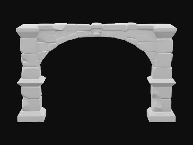 3D model for masterpiece, lowpoly, glowing magic laser mysterious mystical Stone dungeon Bunker monumental Huge Giant open gate geometrical shapes huge chibi style legendary funny game style vivid colors, Unique Original Shape 