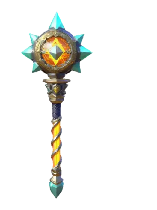 #ChronoForgeWeapon#, masterpiece, lowpoly, glowing scepter chibi style legendary… 3D model, vytvořený pomocí AI