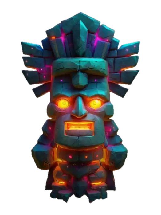 masterpiece, lowpoly, glowing magic laser mysterious mystical Ancient huge totem… 3D model, vytvořený pomocí AI
