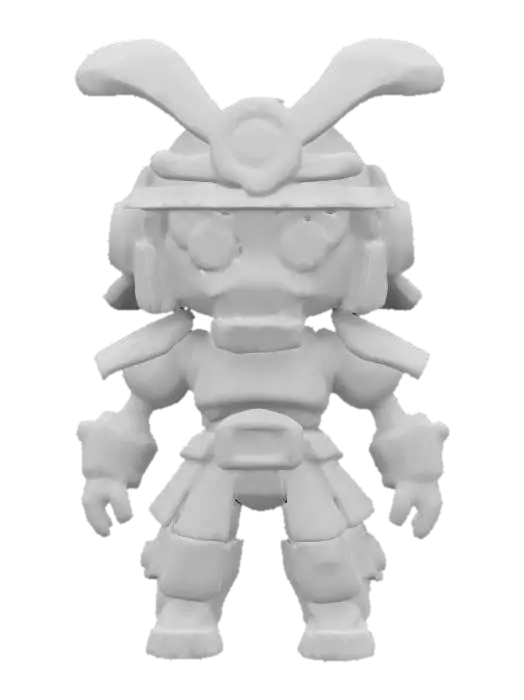 3D model for masterpiece, lowpoly, glowing magic laser mysterious mystical Ancient stylized veteran samurai machine with tubular shapes huge chibi style legendary funny game style vivid colors, Unique Original Shape