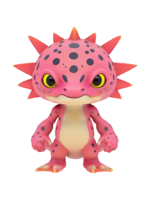 #game figure#, masterpiece, lowpoly, glowing EYES stylized veteran Axolotl Head… 3D model, vytvořený pomocí AI