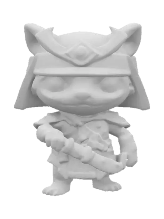 3D model for #game figure#, masterpiece, lowpoly, glowing EYES stylized veteran Axolotl Head Samurai Master Impressive with huge chibi style legendary funny game style vivid colors, Unique Original Shape, dotted leopard skin