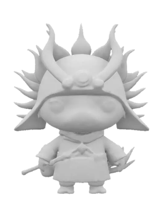 3D model for #game figure#, masterpiece, lowpoly, glowing EYES stylized veteran Axolotl Head Samurai Master Impressive with huge chibi style legendary funny game style vivid colors, Unique Original Shape, dotted leopard skin
