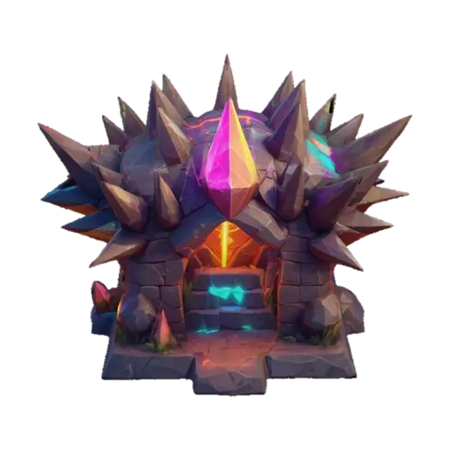masterpiece, lowpoly, glowing magic laser mysterious mystical Ancient spike defence… - Room 3D model, vytvořený pomocí AI