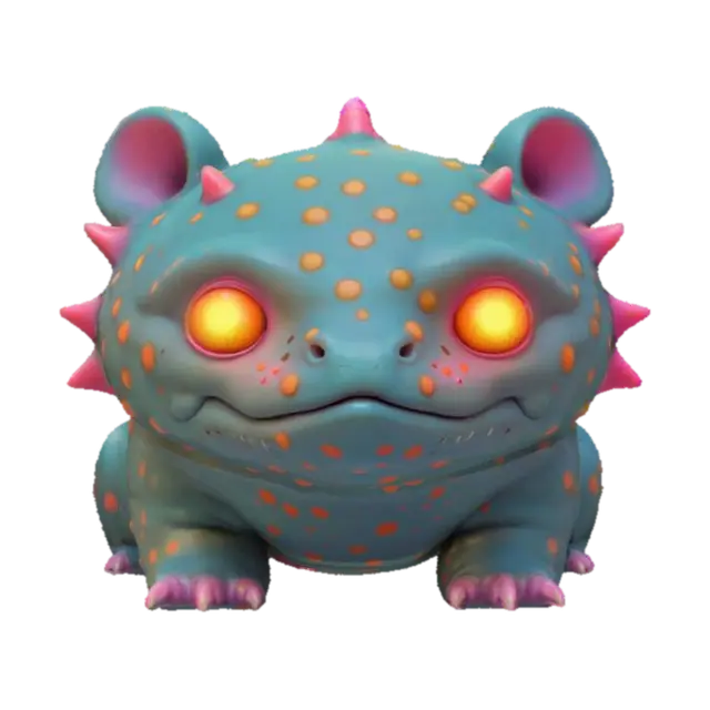 #game figure#, masterpiece, lowpoly, glowing EYES stylized veteran Axolotl Head… 3D model, vytvořený pomocí AI
