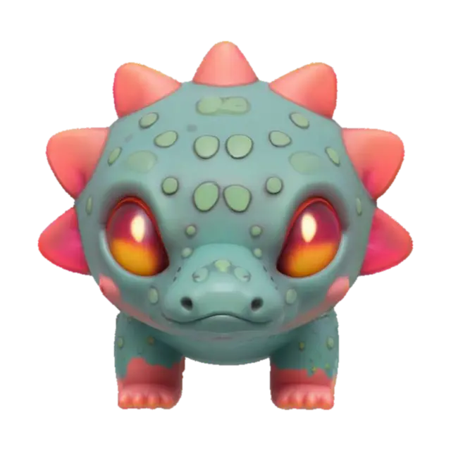 #game figure#, masterpiece, lowpoly, glowing EYES stylized veteran Axolotl Head… 3D model, vytvořený pomocí AI