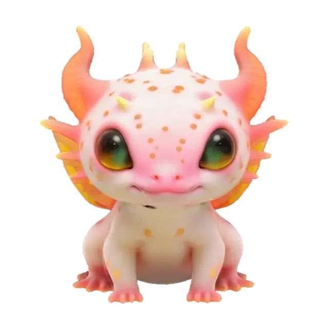 #fairy#, , masterpiece, glowing EYES stylized Axolotl mossy Flying Mount with huge… 3D model, vytvořený pomocí AI