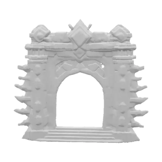 3D model for masterpiece, lowpoly, glowing magic laser mysterious mystical Stone dungeon Bunker monumental Huge Giant gate geometrical shapes huge chibi style legendary funny game style vivid colors, Unique Original Shape 