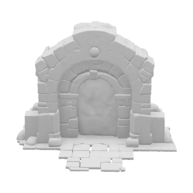 3D model for masterpiece, lowpoly, glowing magic laser mysterious mystical Stone dungeon Metal Bunker monumental Huge Giant gate geometrical shapes huge chibi style legendary funny game style vivid colors, Unique Original Shape 